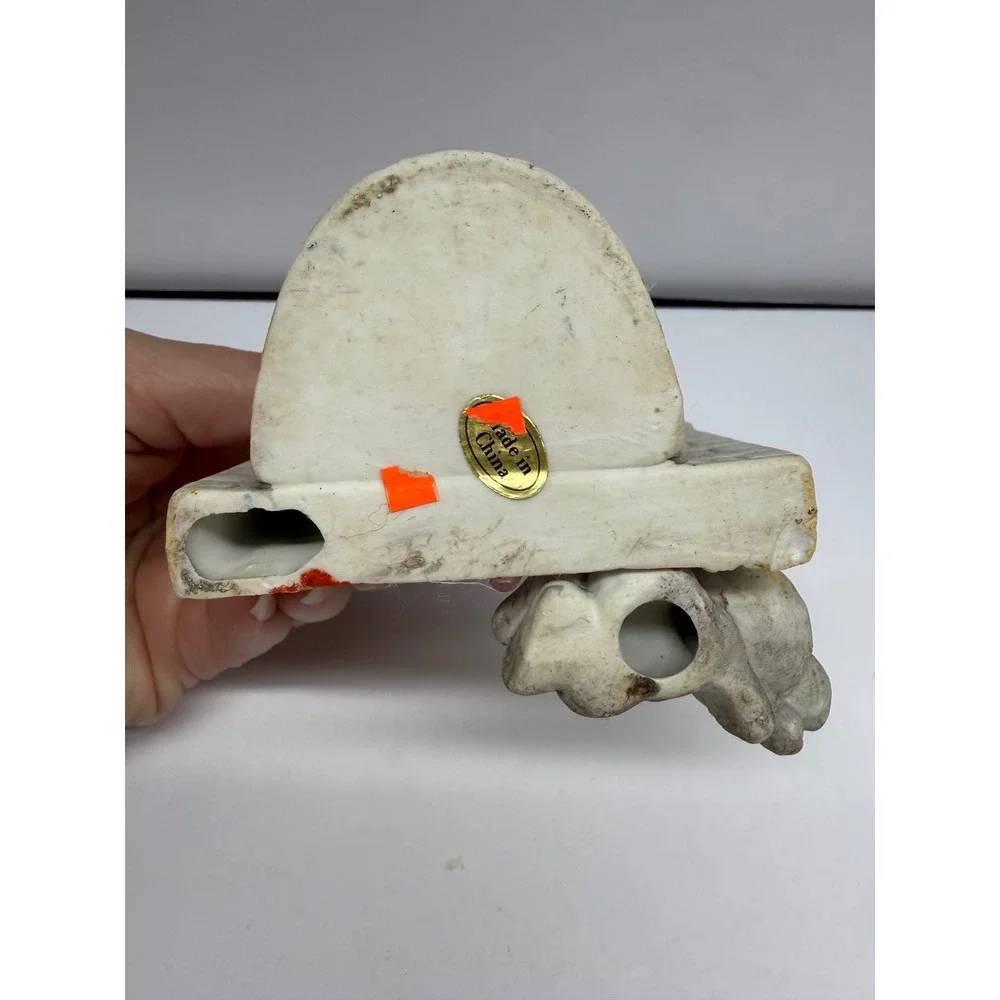 Vintage Ceramic Christmas Fireplace Mouse Figurine Holiday Decor Wreath Stocking